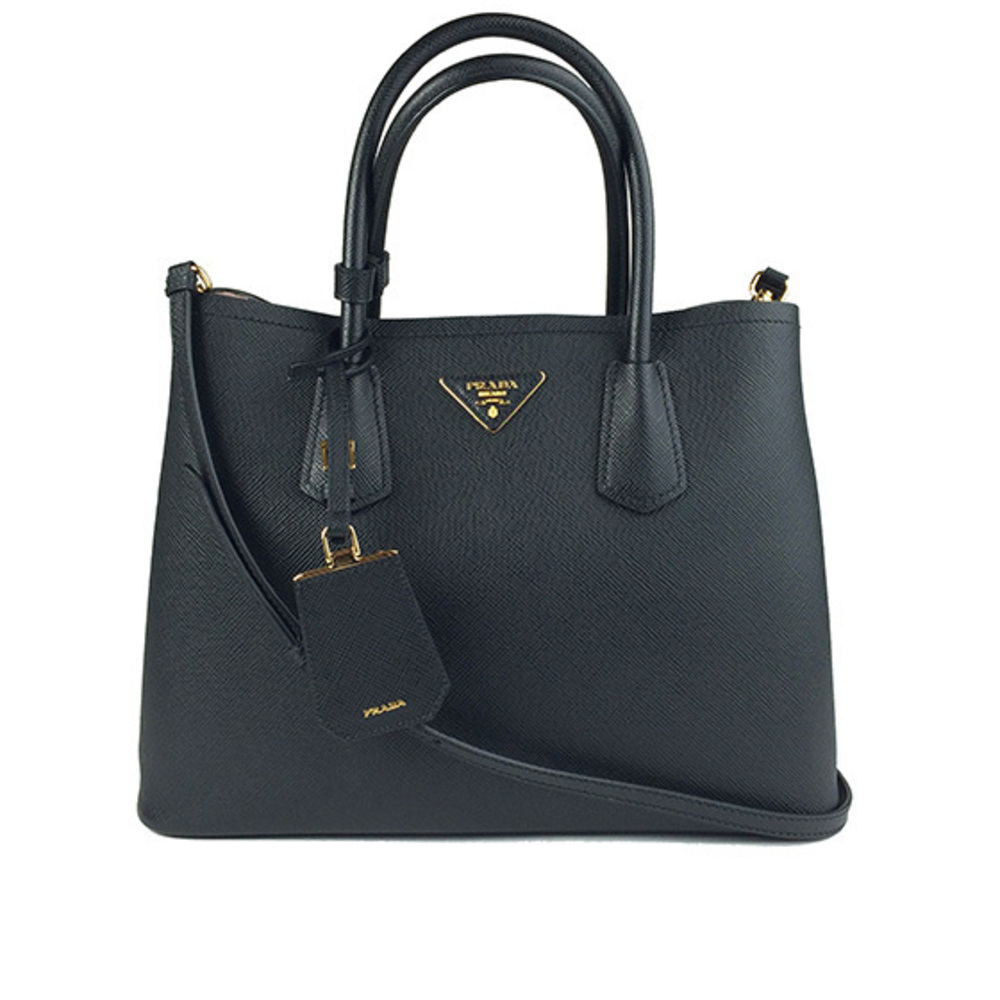 Prada Saffiano Cuir 2way Black Tote Shoulder Bag